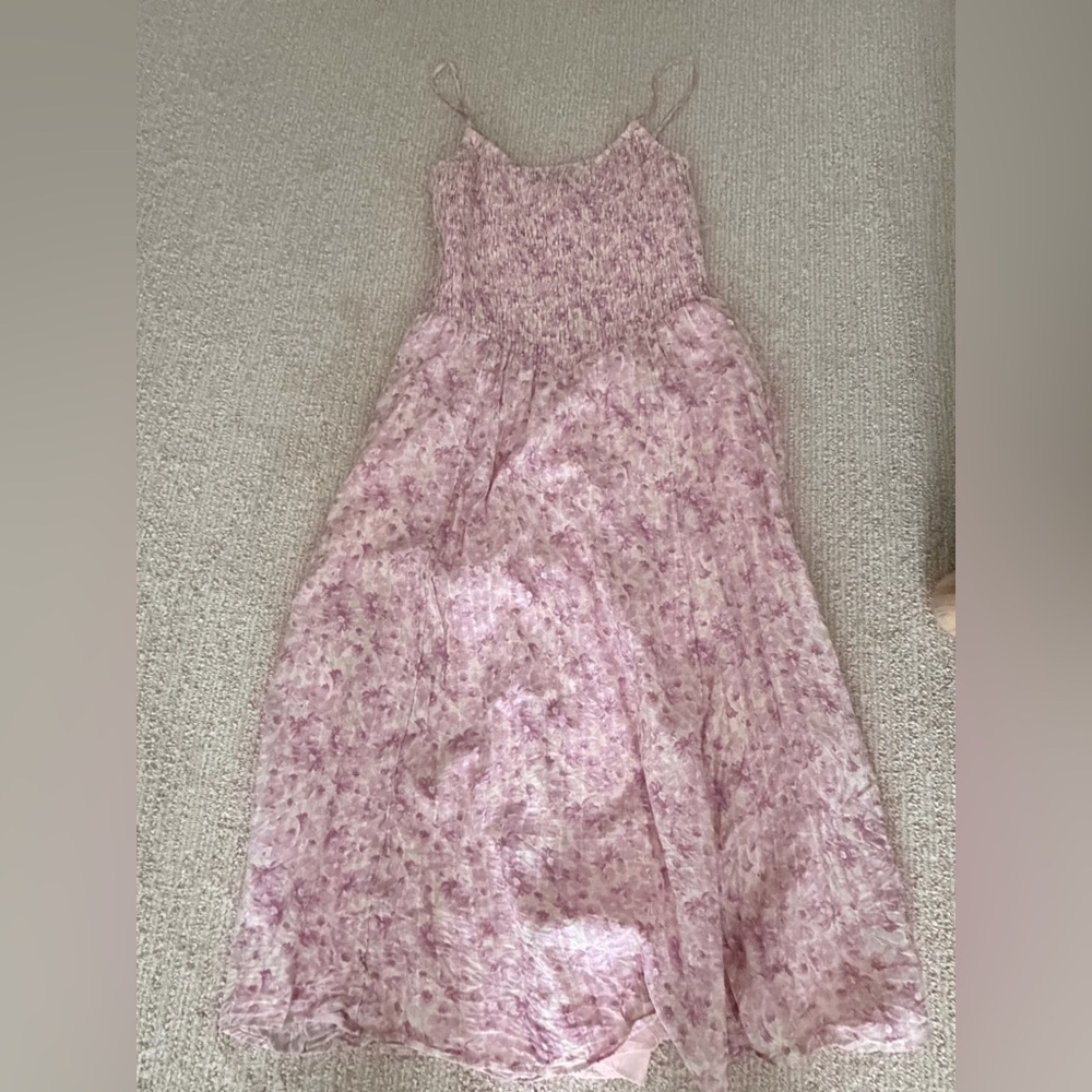 American Eagle Outfitters Pink Floral Smocked Maxi Dress